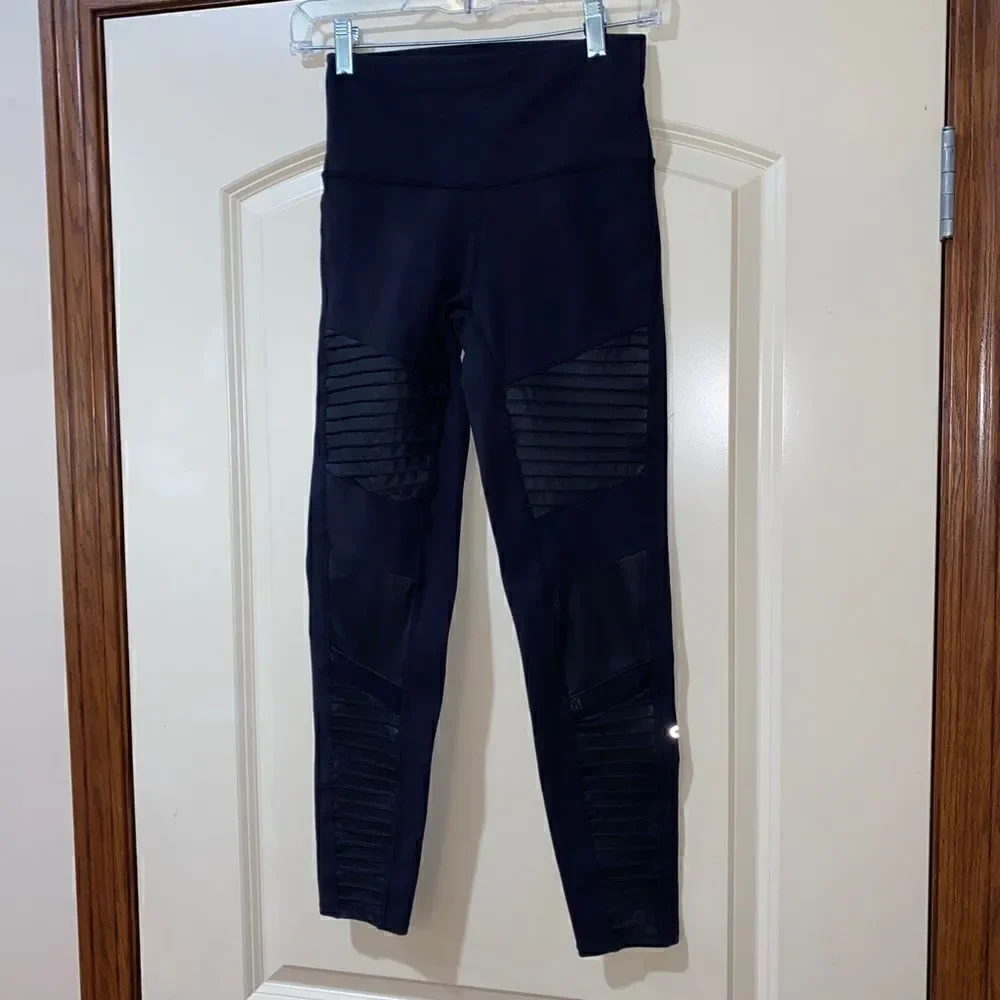 ALO YOGA High-Waist Moto Legging Black/Black Glossy Women’s Size Small